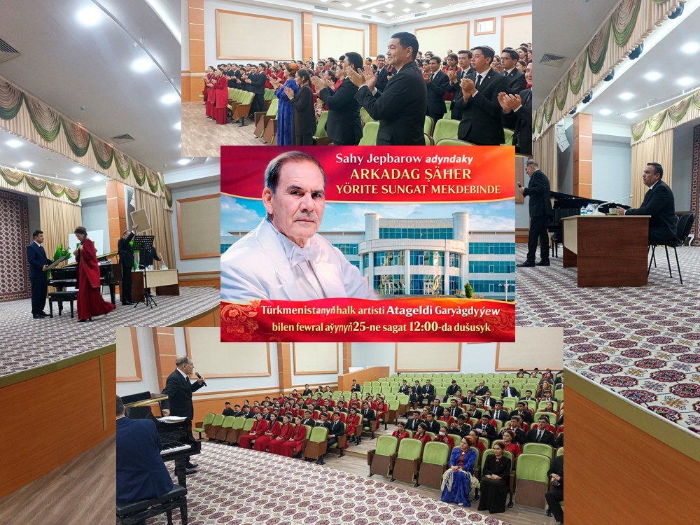 Türkmenistanyñ halk artisti Atageldi Garýagdyýewiň Arkadag şäher ýörite sungat mekdebine döredijilik sapary